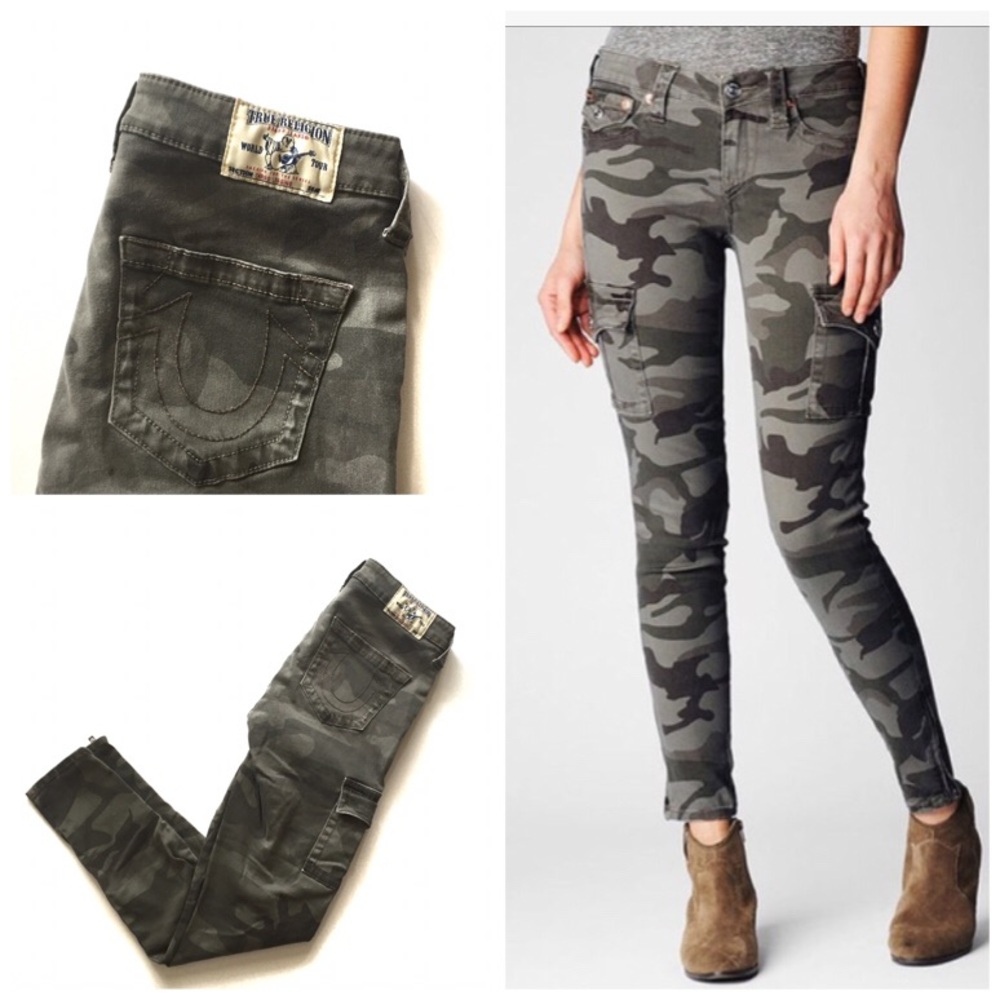 True Religion Women's Skinny Camo Jeans - Olive Green